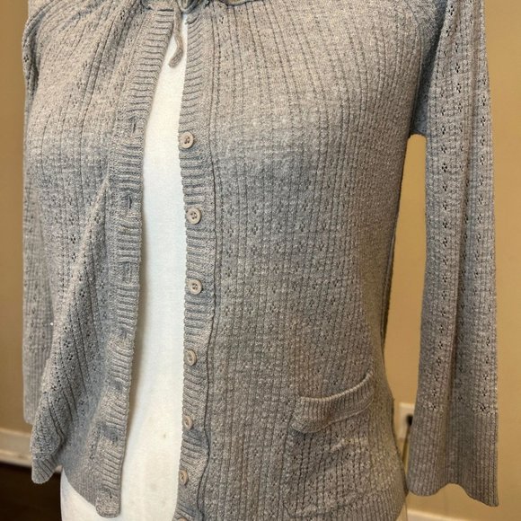 Heritage 1981 - Light Grey Cardigan, 3/4 Sleeve Style - Medium - Picture 3 of 4